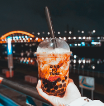 Mixed boba milk tea.